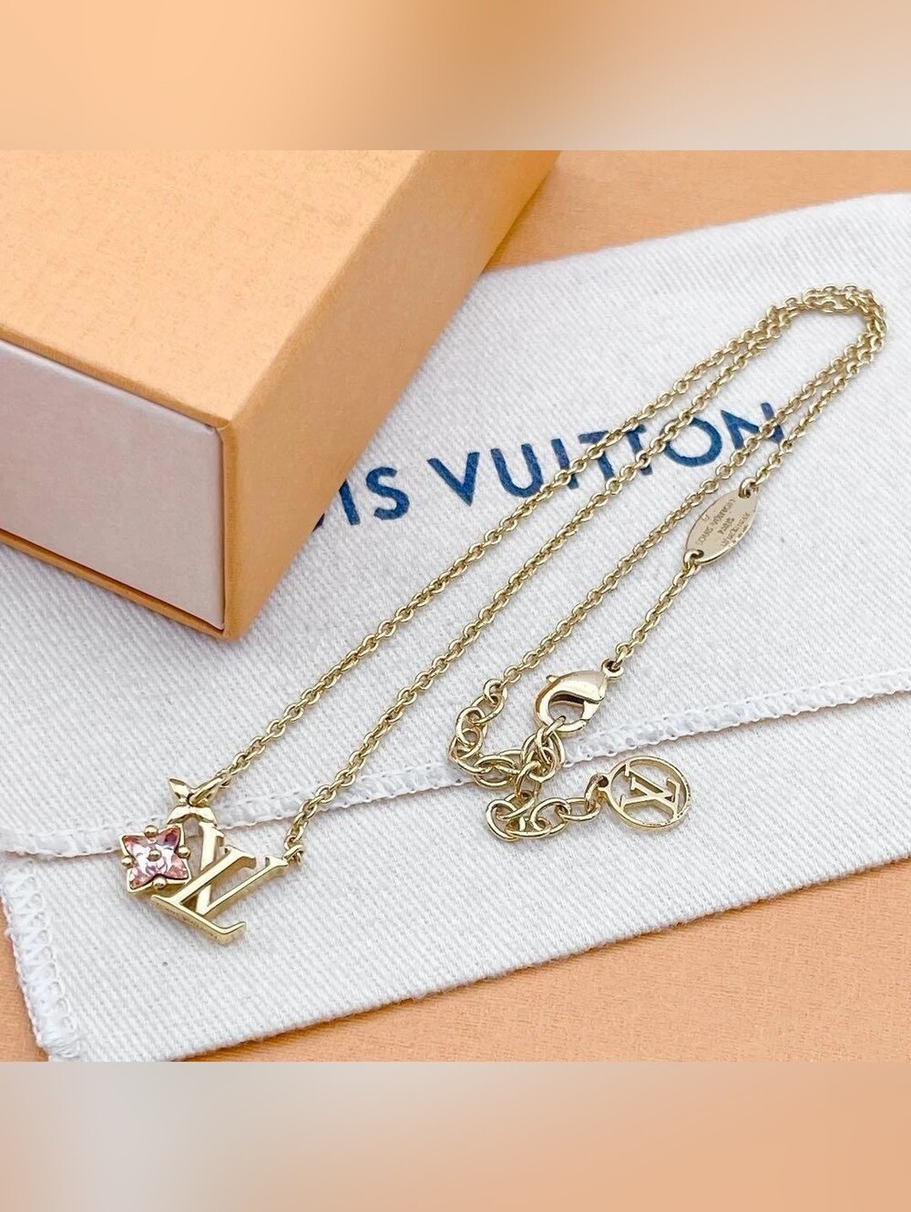 Louis Vuitton Gold-Tone LV FlowerPendant Necklace - Pink Accent